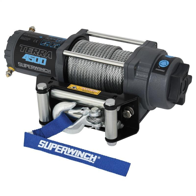 Superwinch 4500 LBS 12V DC 15/64in x 50ft Steel Rope Terra 4500 Winch - Gray Wrinkle - Corvette Realm