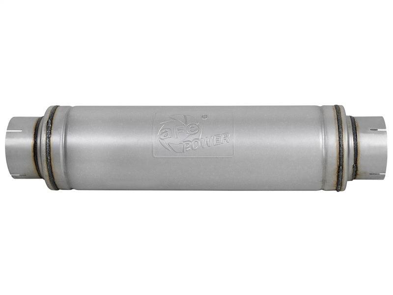 aFe ATLAS Aluminized Steel Muffler 5in Center/Center 24in L x 7in Diameter - Round Body - Corvette Realm