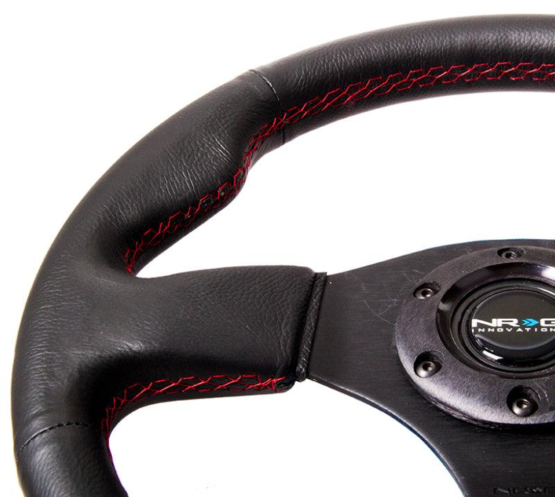 NRG Reinforced Steering Wheel (320mm) Leather w/Red Stitch - Corvette Realm