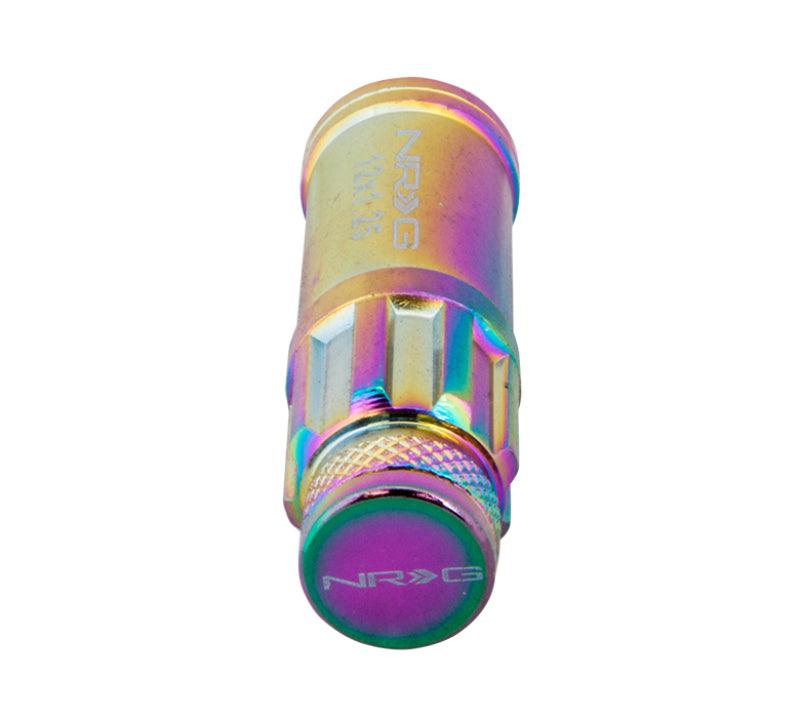 NRG 700 Series M12 X 1.5 Steel Lug Nut w/Dust Cap Cover Set 21 Pc w/Locks & Lock Socket - Neochrome - Corvette Realm