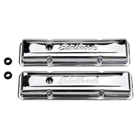 Edelbrock Valve Cover Signature Series Chevrolet 1959-1986 262-400 CI V8 Low Chrome - Corvette Realm