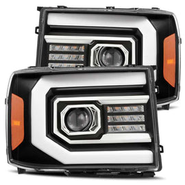 AlphaRex 07-13 GMC 1500HD PRO-Series Proj Headlights Plank Style Matte Blk w/Activ Light/Seq Signal - Corvette Realm