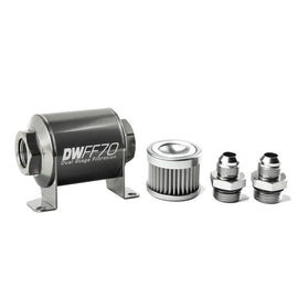 DeatschWerks Stainless Steel 8AN 10 Micron Universal Inline Fuel Filter Housing Kit (70mm) - Corvette Realm
