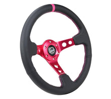 Load image into Gallery viewer, NRG Reinforced Steering Wheel (350mm/3in. Deep) Black Leather/ Fushia Center Mark/ Fushia Stitching - Corvette Realm