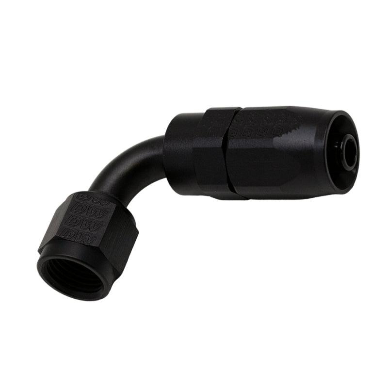 DeatschWerks 6AN Female Swivel 90-Degree Hose End CPE - Anodized Matte Black - Corvette Realm