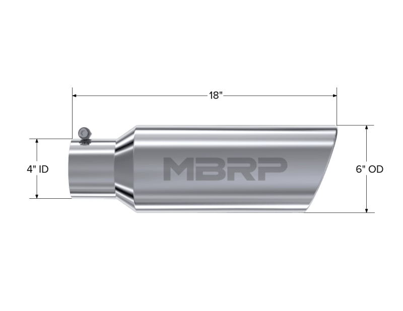 MBRP Universal Tip 6in OD Rolled End 4in Inlet 18in Length T304 - Corvette Realm