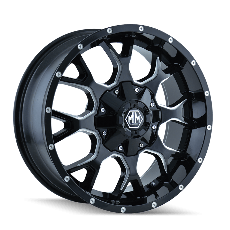 Mayhem 8015 Warrior 20x9 / 6x135 BP / 0mm Offset / 106mm Hub Black w/ Milled Spokes Wheel - Corvette Realm