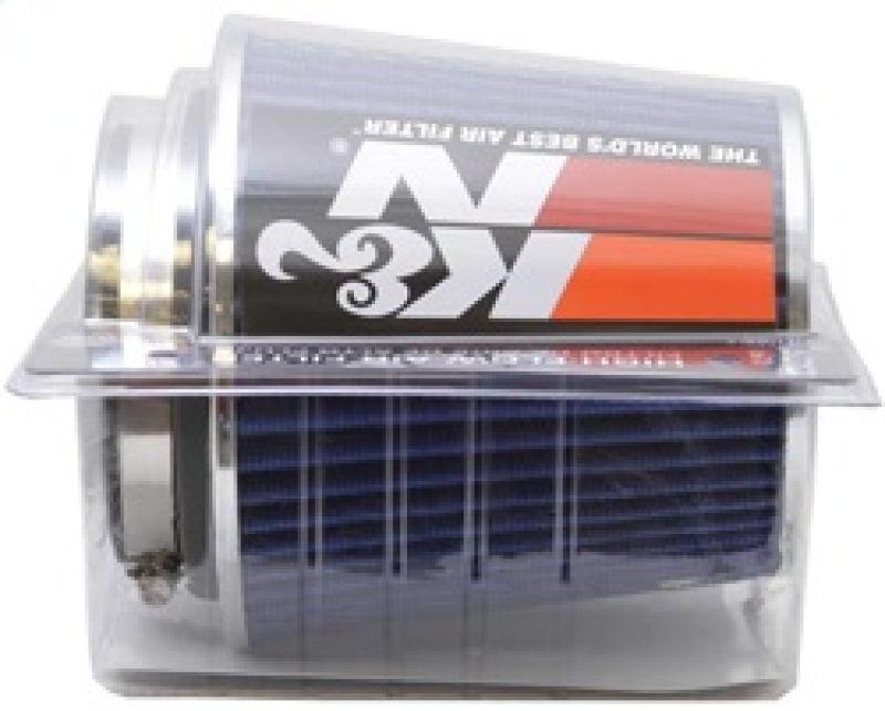 K&N Universal Air Filter Chrome Round Tapered Blue - 4in Flange ID x 1.125in Flange Length x 5.5in H - Corvette Realm