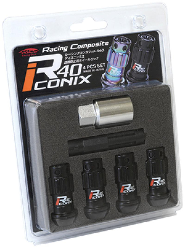 Project Kics 12X1.50 R40 Iconix Black Lug Nut Lock Set - 4 - Corvette Realm