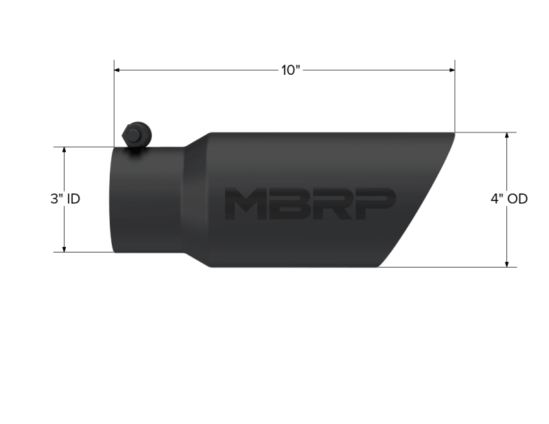 MBRP Universal Tip 4in OD 3in Inlet 10in Length Dual Wall Angled End Black - Corvette Realm