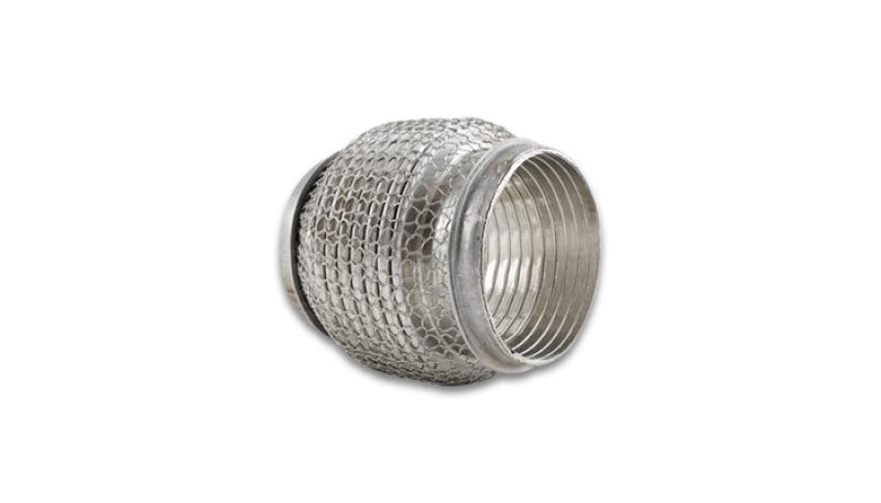 Vibrant SS Flex Coupling with Interlock Liner and Mesh Braid 3in inlet/outlet x 4in long - Corvette Realm