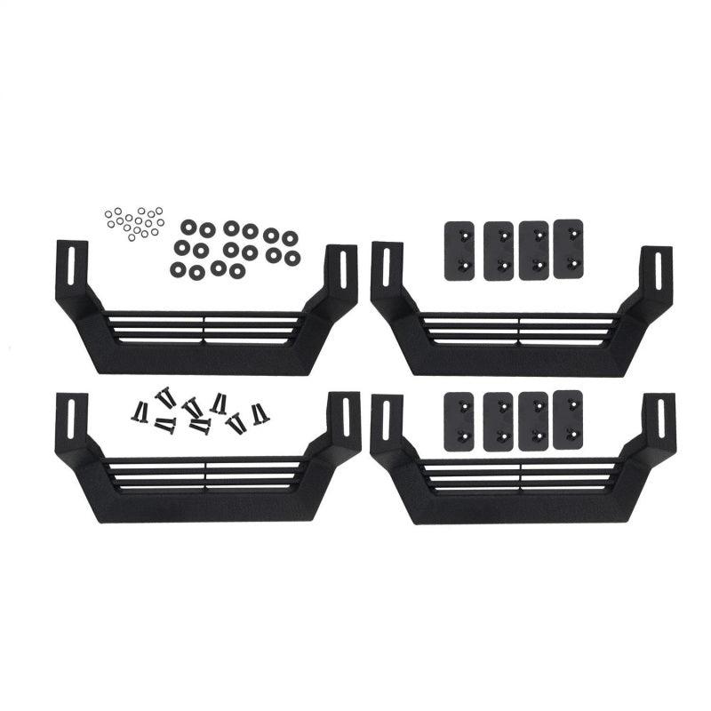 Rampage 1999-2019 Jeep Rock Rail Short Step Universal 4 Piece Set - Black - Corvette Realm