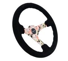 Load image into Gallery viewer, NRG Reinforced Steering Wheel (350mm / 3in. Deep) Blk Suede Floral Dipped w/ Blk Baseball Stitch - Corvette Realm