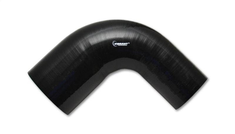 Vibrant 4 Ply Reinforced Silicone 90 degree Transition Elbow - 2.5in I.D. x 3in I.D. (BLACK) - Corvette Realm