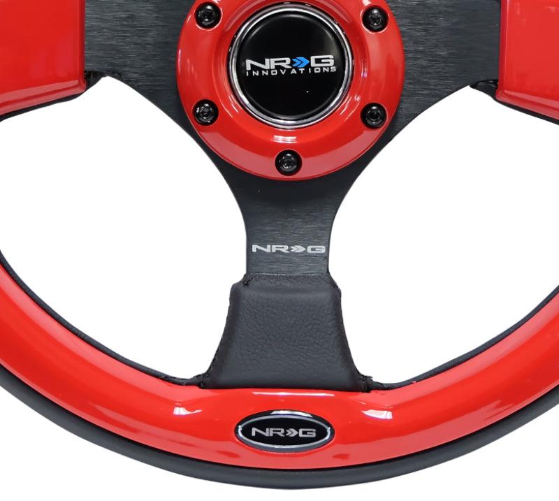 NRG Reinforced Steering Wheel (320mm) Blk w/Red Trim & 5mm 3-Spoke - Corvette Realm