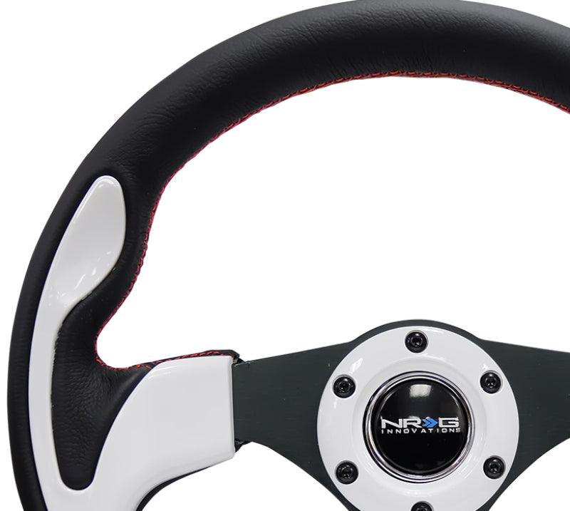 NRG Reinforced Steering Wheel (320mm) Blk w/White Trim & 4mm 3-Spoke - Corvette Realm