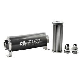DeatschWerks Stainless Steel 8AN 10 Micron Universal Inline Fuel Filter Housing Kit (160mm) - Corvette Realm