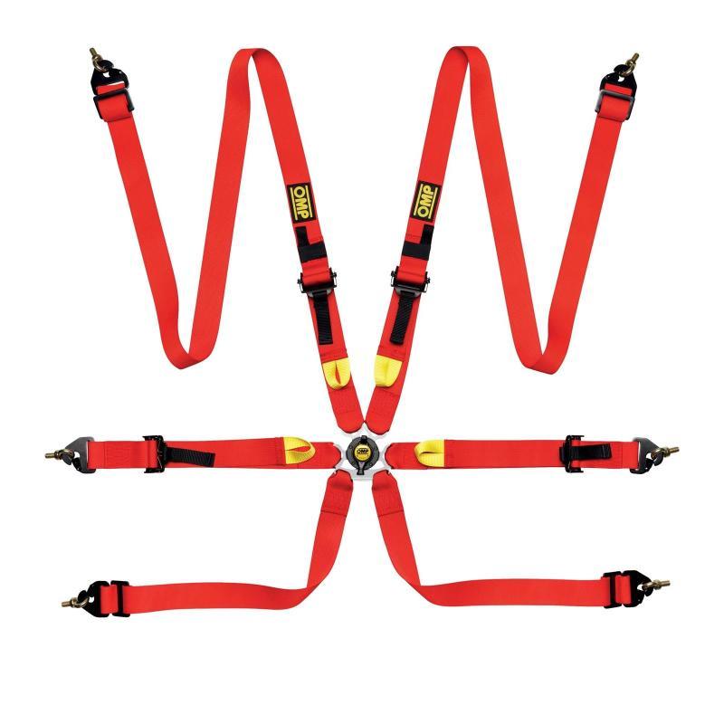 OMP Safety Harness First 2In Red (Fia 8853-2016) Pull Up - Steel Adj - Corvette Realm