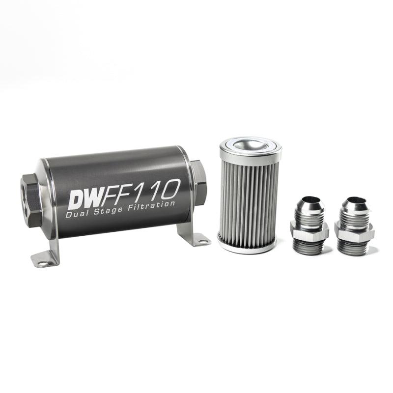 DeatschWerks Stainless Steel 10AN 10 Micron Universal Inline Fuel Filter Housing Kit (110mm) - Corvette Realm