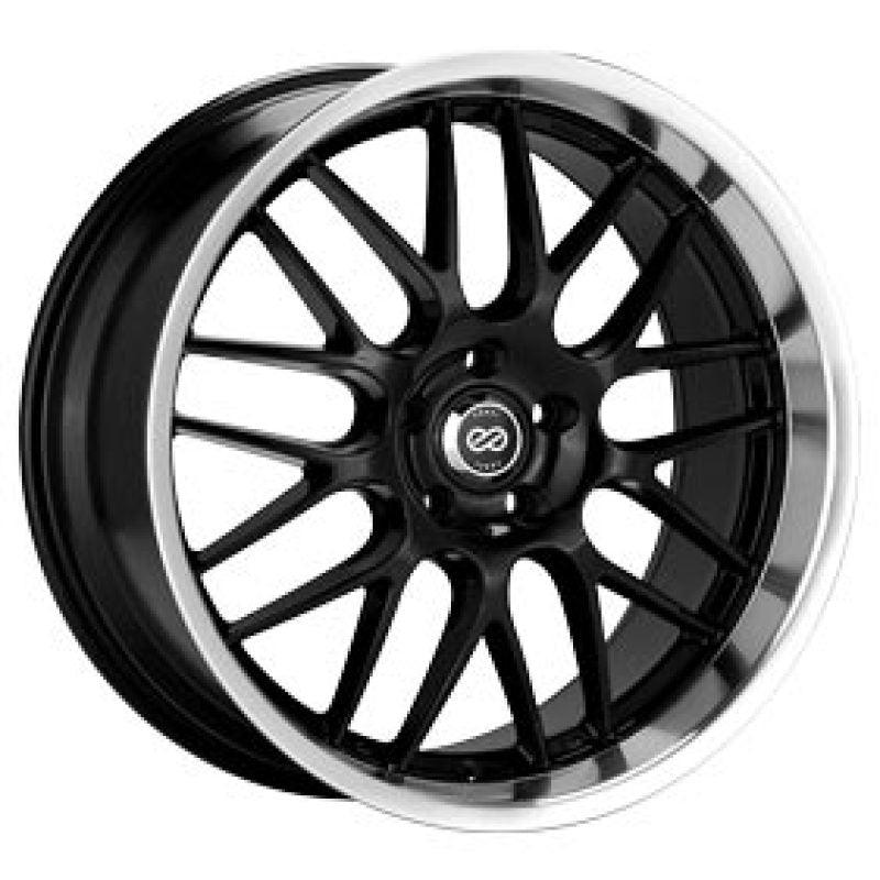 Enkei Lusso 18x8 40mm Offset 5x120 Bolt Pattern Black w/ Machine Lip Wheel - Corvette Realm