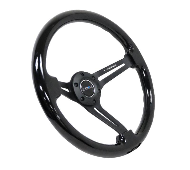 NRG Reinforced Steering Wheel (350mm / 3in. Deep) Blk Wood w/Blk Matte Spoke/Black Center Mark - Corvette Realm