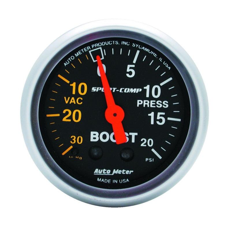 Autometer Sport-Comp 52mm 20 PSI Mechanical Boost Gauge - Corvette Realm