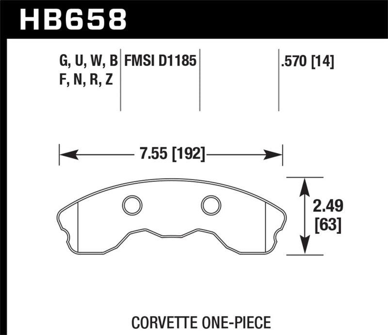 Hawk 10-11 Chevy Corvette Grand Sport / 06-08 Corvette Z06 (1 piece) Front DTC-70 Race Brake Pads - Corvette Realm