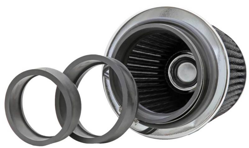 K&N Universal Filter Chrome Round Tapered White - 4in Flange ID x 1.125in Flange Length x 5.5in H - Corvette Realm