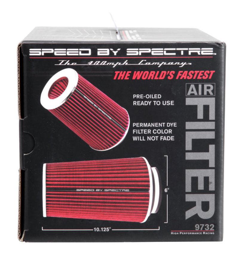 Spectre Adjustable Conical Air Filter 9-1/2in. Tall (Fits 3in. / 3-1/2in. / 4in. Tubes) - Red - Corvette Realm