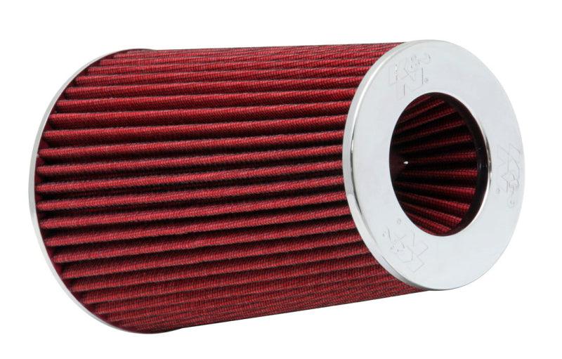 K&N Universal Air Filter Chrome Round Tapered Red - 4in Flange ID x 1.125in Flange Length x 9.5in H - Corvette Realm