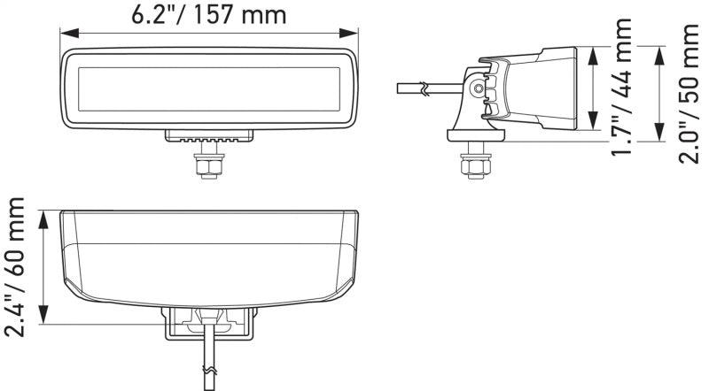 Hella Universal Black Magic 6 L.E.D. Mini Light Bar - Flood Beam - Corvette Realm