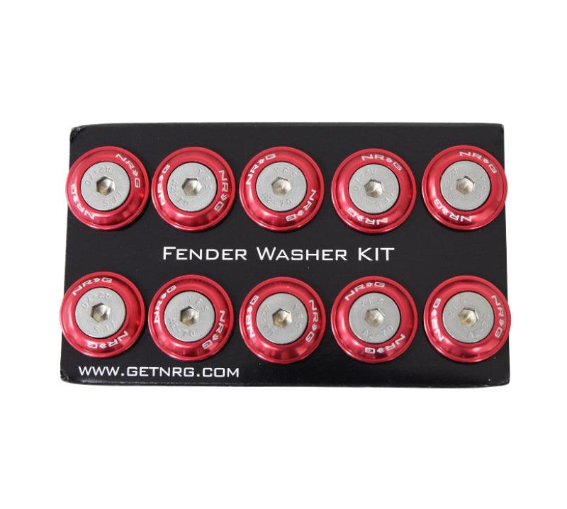 NRG Fender Washer Kit w/Rivets For Plastic (Red) - Set of 10 - Corvette Realm