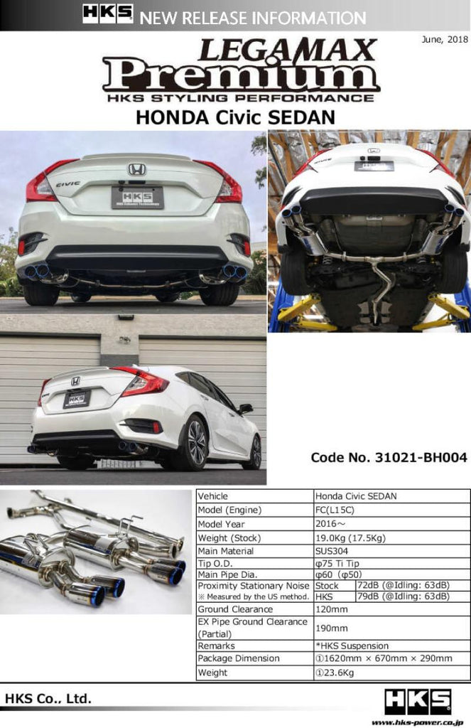 HKS LEGAMAX Premium HONDA CIVIC SEDAN FC - Corvette Realm