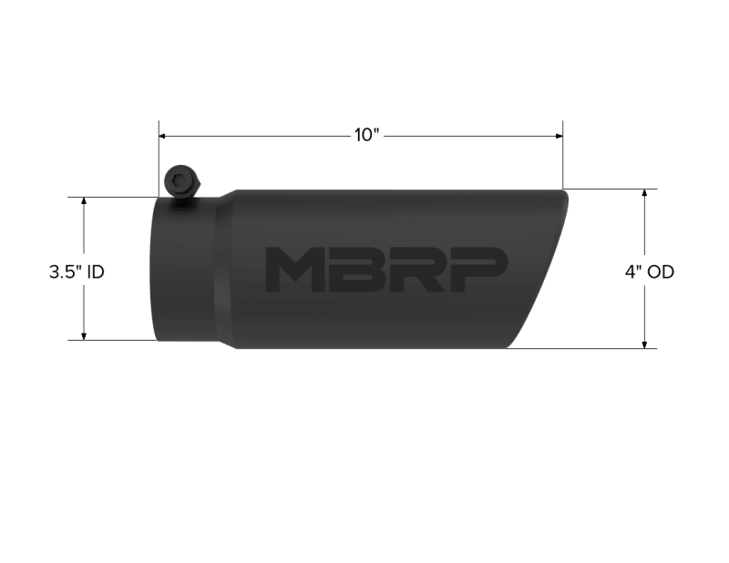 MBRP Universal Tip 4 O.D. Angled Rolled End 3.5 inlet 10 length- Black Finish - Corvette Realm