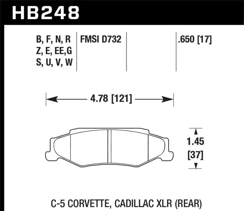 Hawk 2008-2009 Cadillac XLR Platinum HPS 5.0 Rear Brake Pads