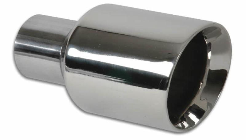 Vibrant 2.50in Inlet I.D. 3.50in Outlet O.D. Round Stainless Steel Tip (Double Wall Angle Cut) - Corvette Realm