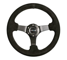 Load image into Gallery viewer, NRG Reinforced Steering Wheel (330mm / 3in Deep) Blk Suede w/Criss Cross Stitch w/Blk 3-Spoke Center - Corvette Realm