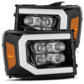 AlphaRex 07-13 GMC 1500HD NOVA LED Proj Headlights Plank Style Chrome w/Activ Light/Seq Signal/DRL - Corvette Realm