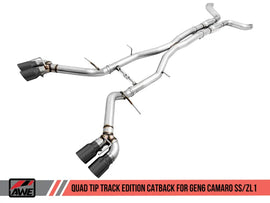 AWE Tuning 16-19 Chevy Camaro SS Non-Res Cat-Back Exhaust - Track Edition (Quad Diamond Black Tips) - Corvette Realm