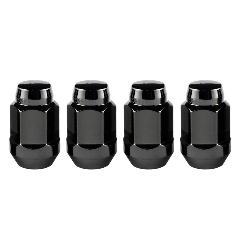McGard Hex Lug Nut (Cone Seat Bulge Style) M14X1.5 / 22mm Hex / 1.635in. Length (4-Pack) - Black - Corvette Realm