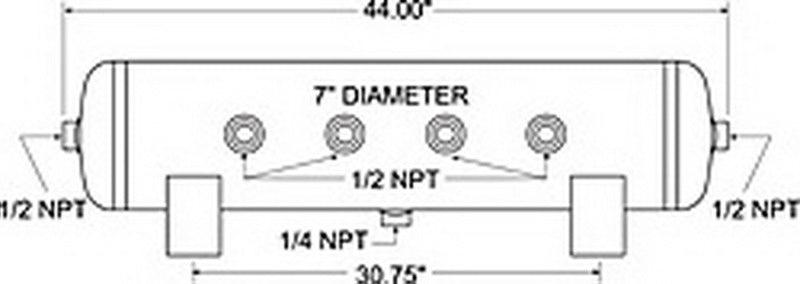 Firestone Air Tank 20 Gallon 12in. x 44in. (6) 1/2in. NPT Ports 150 PSI Max - Black (WR17609277) - Corvette Realm