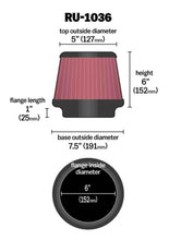 Load image into Gallery viewer, K&amp;N Universal Clamp-On Air Filter 6in FLG / 7-1/2in B / 5in T / 6in H - Corvette Realm