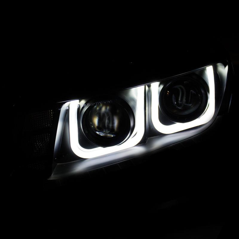 ANZO 2014-2015 Chevrolet Camaro Projector Headlights w/ U-Bar Black - Corvette Realm