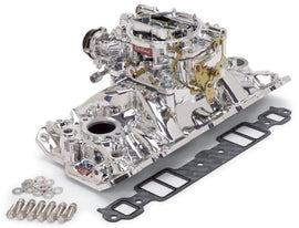Edelbrock Manifold And Carb Kit Performer Eps Small Block Chevrolet 1957-1986 Natural Finish - Corvette Realm