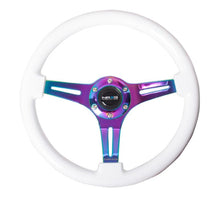 Load image into Gallery viewer, NRG Classic Wood Grain Steering Wheel (350mm) White Paint Grip w/Neochrome 3-Spoke Center - Corvette Realm