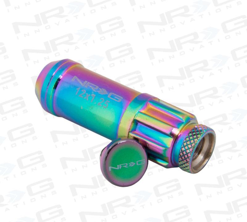 NRG 700 Series M12 X 1.25 Steel Lug Nut w/Dust Cap Cover Set 21 Pc w/Locks & Lock Socket - Neochrome - Corvette Realm