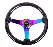 Load image into Gallery viewer, NRG Reinforced Steering Wheel (350mm / 3in. Deep) Classic Blk Sparkle w/4mm Neochrome 3-Spoke Center - Corvette Realm