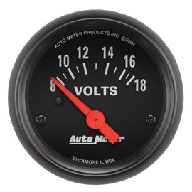 Autometer Z-Series 52mm 8-18 Volts Volmeter Gauge - Corvette Realm