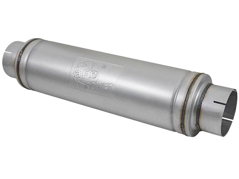 aFe ATLAS Aluminized Steel Muffler 5in Center/Center 24in L x 7in Diameter - Round Body - Corvette Realm