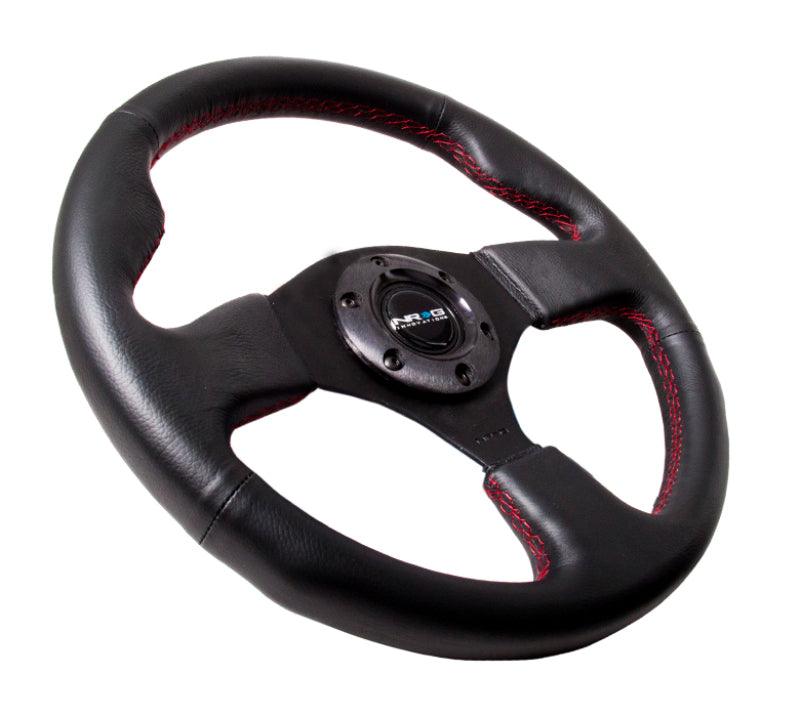 NRG Reinforced Steering Wheel (320mm) Leather w/Red Stitch - Corvette Realm